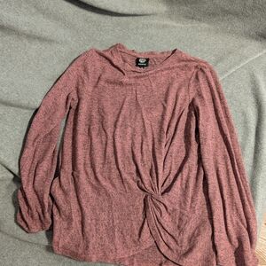 Bobeau Heathered Rose Long Sleeve Top